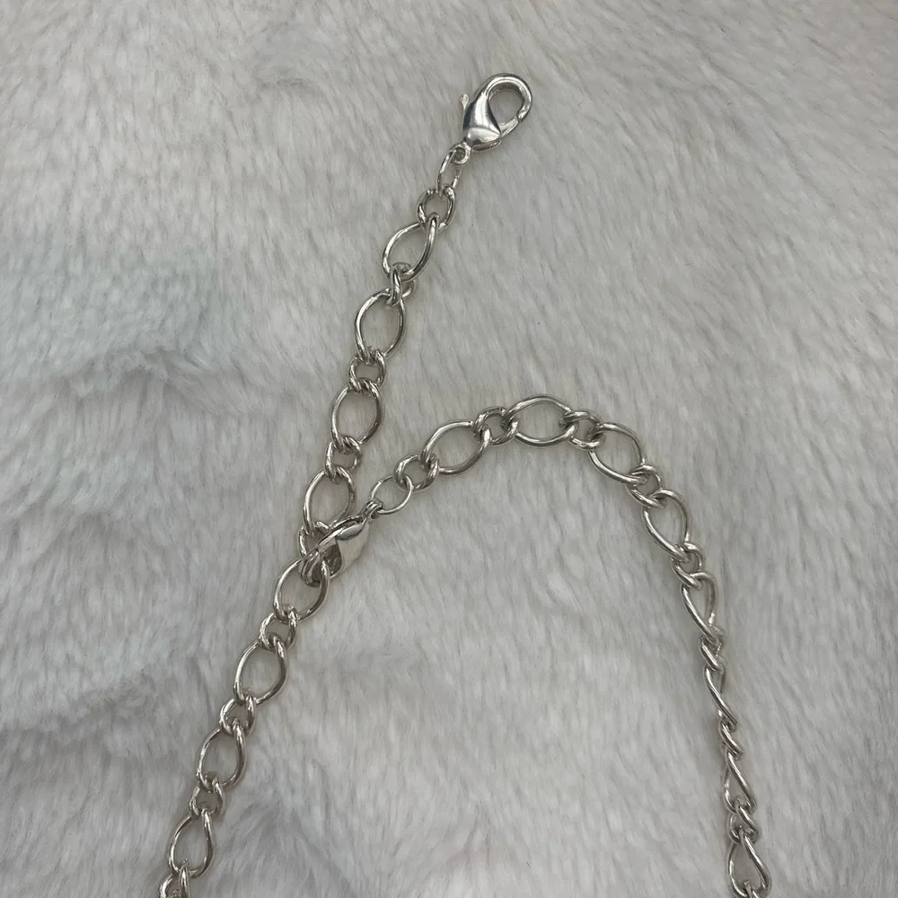 Chunky Collar Necklace Women’s Costume Jewelry Silver Blue - Picture 5 of 8